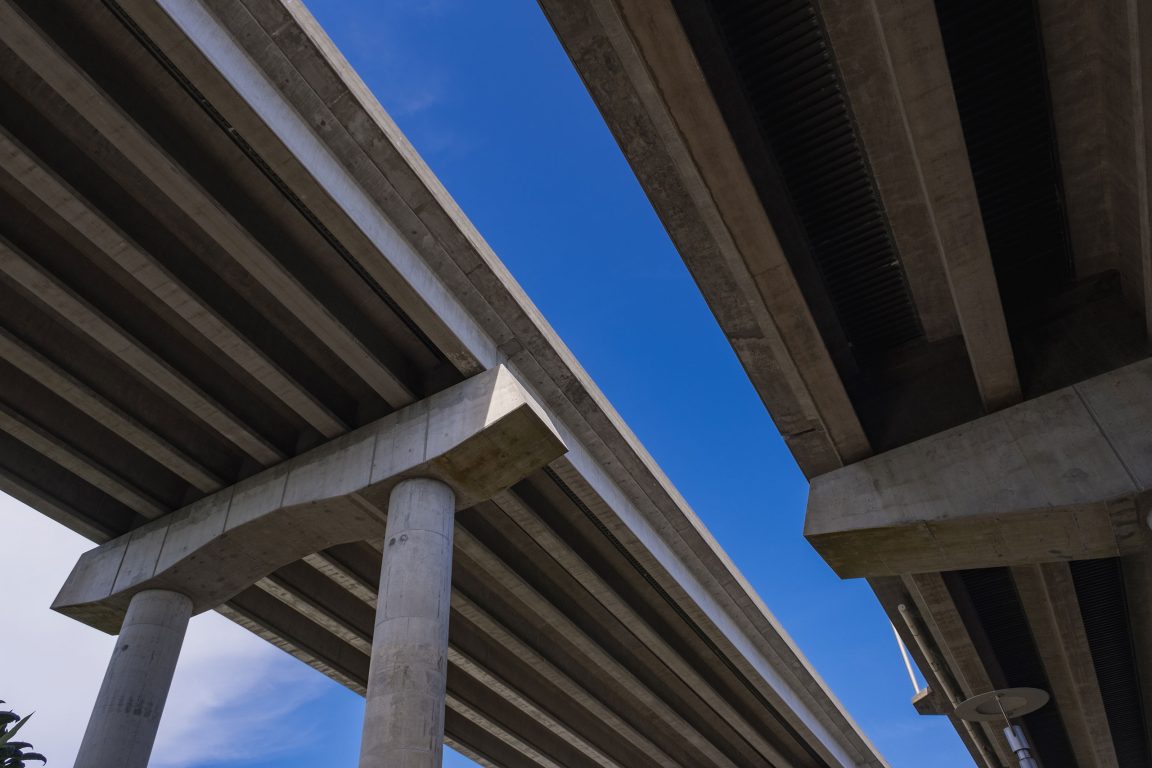 Looking up at overpass